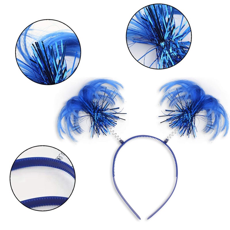 Sunshane 2 Pack Blue Ponytail Headband Feathers Head Bopper Party Accessory for Costume Party School Festivals - Image 4